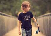 boy wearing black beizam shark bamboo tee shirt