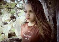 Girl wearing Wartu Wombat T-shirt